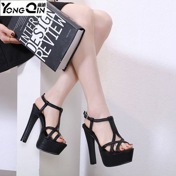 elegant sandals women high heels pumps super high heel 14cm women's banquet sandals waterproof platform toe, Black
elegant sandals women high heels pumps super high heel 14cm women's banquet sandals waterproof platform toe, Black