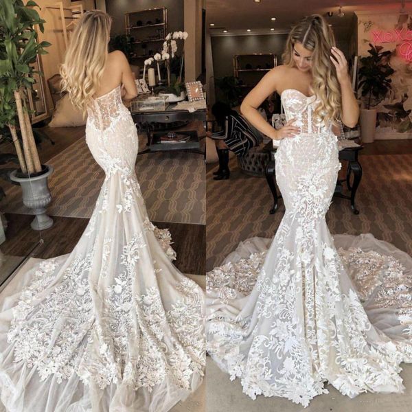 gorgeous mermaid 2020 wedding dresse sweetheart 3d floral appliqued lace sweep train garden country bridal gowns vestidos de novia, White
gorgeous mermaid 2020 wedding dresse sweetheart 3d floral appliqued lace sweep train garden country bridal gowns vestidos de novia, White