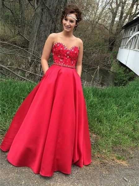 fashion red evening dress sweetheart beads a-line long prom gown with pockets vestidos de festa custom made, Black;red
fashion red evening dress sweetheart beads a-line long prom gown with pockets vestidos de festa custom made, Black;red