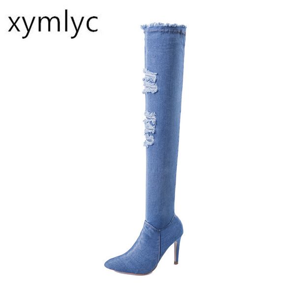 boots women thigh high over the knee bottes peep toe pumps hole blue heels zipper denim jeans shoes botas mujer, Black
boots women thigh high over the knee bottes peep toe pumps hole blue heels zipper denim jeans shoes botas mujer, Black