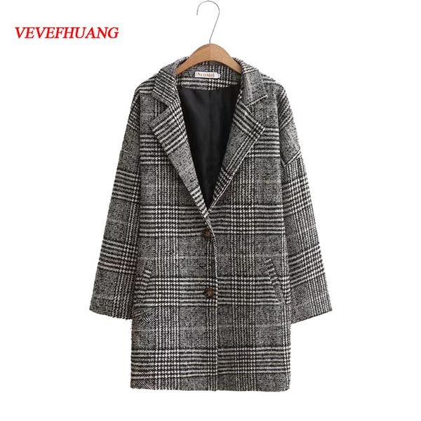 vevefhuang autumn winter long coat high street women turn-down collar long sleeve houndstooth coat female loose woolen overcoat, Black
vevefhuang autumn winter long coat high street women turn-down collar long sleeve houndstooth coat female loose woolen overcoat, Black