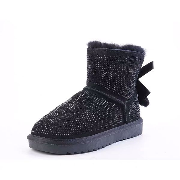 european winter new waterproof women's snow boots real cowhide, 100% natural wool and diamond inlaid women's shoes, Black
european winter new waterproof women's snow boots real cowhide, 100% natural wool and diamond inlaid women's shoes, Black