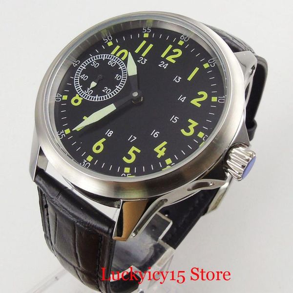 new 45mm sterile dial 6497 hand winding movement mechanical men wristwatch leather strap, Slivery;brown
new 45mm sterile dial 6497 hand winding movement mechanical men wristwatch leather strap, Slivery;brown