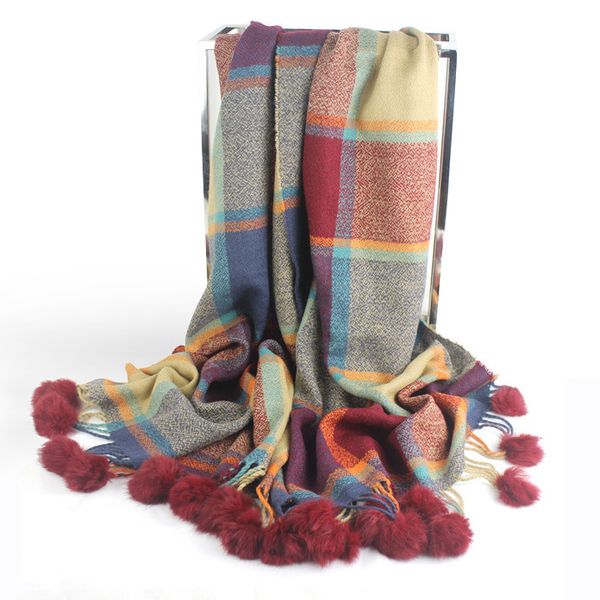 colorful plaid cashmere scarves with fur pom pom women winter thick warm blanket scarf shawl wraps bufanda new fashion, Blue;gray
colorful plaid cashmere scarves with fur pom pom women winter thick warm blanket scarf shawl wraps bufanda new fashion, Blue;gray