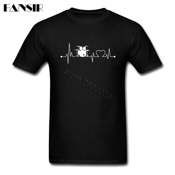 tee shirts men's short sleeve o neck heartbeat drum guys clothes men t-shirts