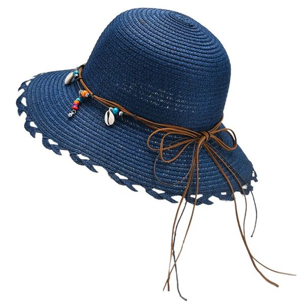 women woven straw sun hat boho beaded shell tassels bowknot wide brim beach cap, Blue;gray
women woven straw sun hat boho beaded shell tassels bowknot wide brim beach cap, Blue;gray