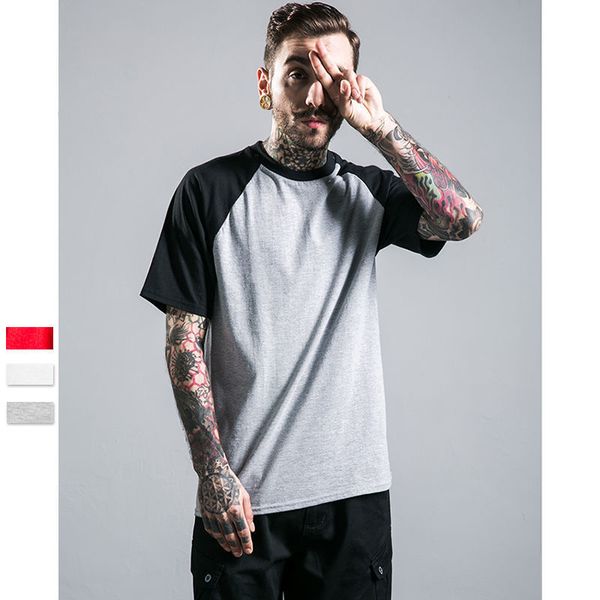 europe and the united states simple joker loose raglan stitching short sleeve tide men's american baseball kg-189, White;black
europe and the united states simple joker loose raglan stitching short sleeve tide men's american baseball kg-189, White;black