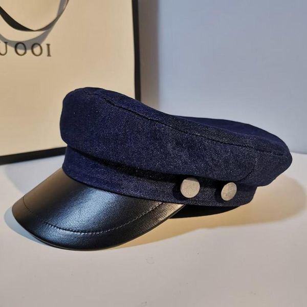 202009-yy autumn denim rivet button patchwork pu brim star street leisure lady octagonal hat men women visors cap, Blue;gray
202009-yy autumn denim rivet button patchwork pu brim star street leisure lady octagonal hat men women visors cap, Blue;gray