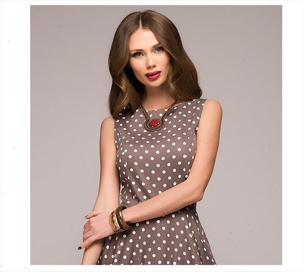 dress vintage summer new sleeveless o neck vestidos women elegant thin dot printing mid calf casual dress female designer clothes, Black;gray
dress vintage summer new sleeveless o neck vestidos women elegant thin dot printing mid calf casual dress female designer clothes, Black;gray