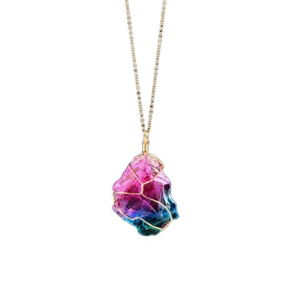 new seven-color crystal pendant necklace crystal natural stone winding transparent multicolor chain necklace geometric, Silver
new seven-color crystal pendant necklace crystal natural stone winding transparent multicolor chain necklace geometric, Silver