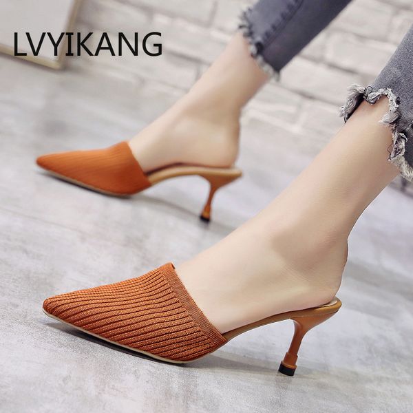 new knitting pointed slipper fashion women half slippers slides high-heeled stilettos beige mules loafers casual slipper, Black
new knitting pointed slipper fashion women half slippers slides high-heeled stilettos beige mules loafers casual slipper, Black