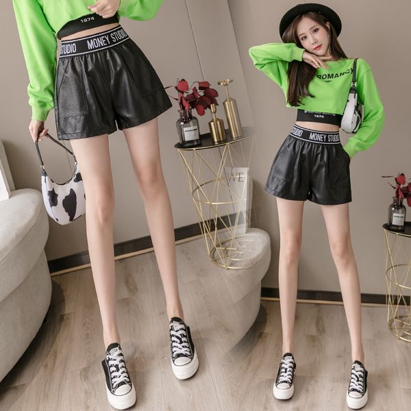 women's shorts make spot in autumn and winter joker elastic waist letter pu lederhosen wide-legged bootcut female, White;black
women's shorts make spot in autumn and winter joker elastic waist letter pu lederhosen wide-legged bootcut female, White;black