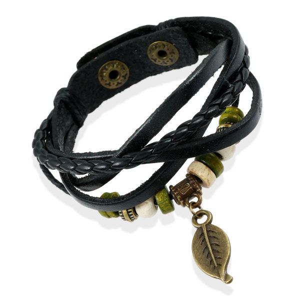 fashion jewelry leather bracelets braid multilayer rope cord bracelets & bangle for women beads leaf pendent accessories, Golden;silver
fashion jewelry leather bracelets braid multilayer rope cord bracelets & bangle for women beads leaf pendent accessories, Golden;silver