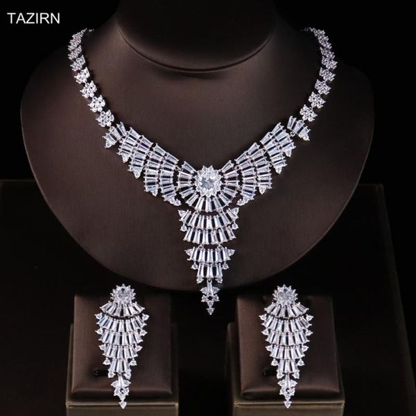 5a level cubic zirconia dubai wedding bridal jewelry set zircon necklace and dangle earrings party jewelry sets gift for women, Silver
5a level cubic zirconia dubai wedding bridal jewelry set zircon necklace and dangle earrings party jewelry sets gift for women, Silver