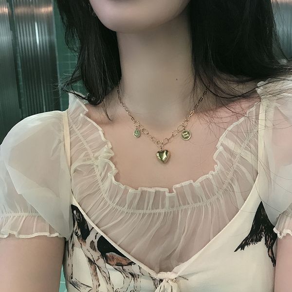 pendant necklaces korean fashion smile letters heart for women girl gold color stainless steel chokers necklace party jewelry, Silver
pendant necklaces korean fashion smile letters heart for women girl gold color stainless steel chokers necklace party jewelry, Silver