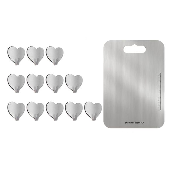 2 pcs accessories: 12 pcs adhesive hooks, heart shape seamless sticky hooks & 1 chopping block cutting board
2 pcs accessories: 12 pcs adhesive hooks, heart shape seamless sticky hooks & 1 chopping block cutting board