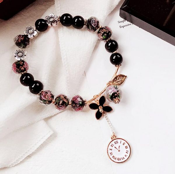 jewelry beaded bracelets glaze flowers and clock pendant bracelets for women girls lovely graceful fashion, Black
jewelry beaded bracelets glaze flowers and clock pendant bracelets for women girls lovely graceful fashion, Black