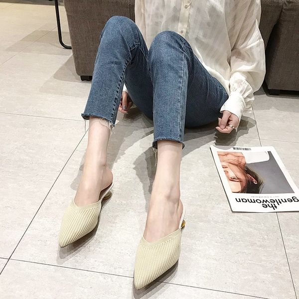 low heel slippers women knit mules shoes summer breathable stretch fabric pointed toe slippers black beige zapatos mujer
low heel slippers women knit mules shoes summer breathable stretch fabric pointed toe slippers black beige zapatos mujer
