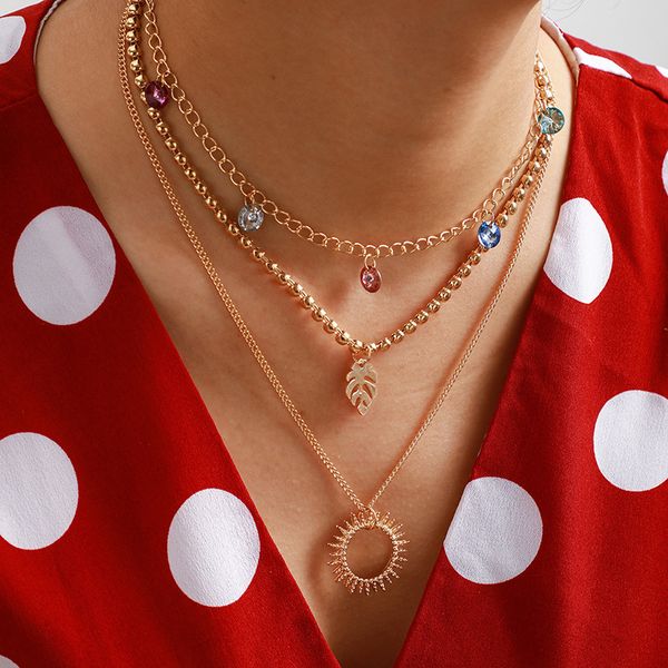 huatang boho colorful crystal sun pendant necklace for women multilayer leaves gold bead clavicle chain female collares jewelry, Silver
huatang boho colorful crystal sun pendant necklace for women multilayer leaves gold bead clavicle chain female collares jewelry, Silver