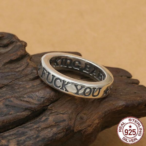 925 sterling silver ring personality fashion jewelry retro hand-carved letters ring punk men's ring 2019 new hot
925 sterling silver ring personality fashion jewelry retro hand-carved letters ring punk men's ring 2019 new hot