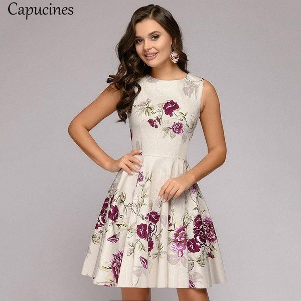 capucines ladies elegant printing creamy-white summer dress casual sleeveless round neck mini a word party dress for women y200103 5hag#, White;black
capucines ladies elegant printing creamy-white summer dress casual sleeveless round neck mini a word party dress for women y200103 5hag#, White;black