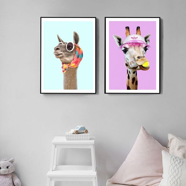 creative cartoon lama tennis giraffe posters prints wall art animal canvas oil painting modern wall pictures for living room home decoration
creative cartoon lama tennis giraffe posters prints wall art animal canvas oil painting modern wall pictures for living room home decoration