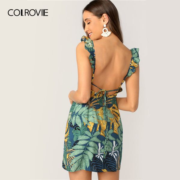colrovie backless tie назад тропические печати рюшей ремня boho короткое платье женщина 2020 лето без рукавов для отдыха оболочка мини-плать, Black;gray
colrovie backless tie назад тропические печати рюшей ремня boho короткое платье женщина 2020 лето без рукавов для отдыха оболочка мини-плать, Black;gray
