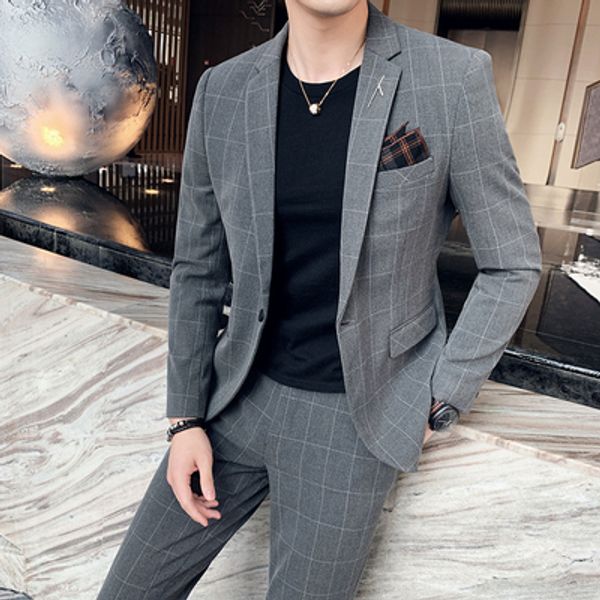 men's casual british style suit suit trend new business lattice small two-piece male korean version of slim, White;black
men's casual british style suit suit trend new business lattice small two-piece male korean version of slim, White;black