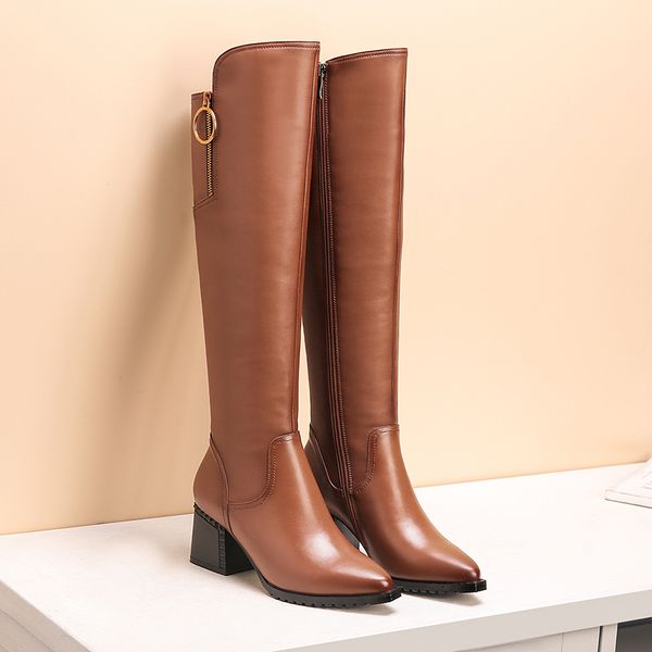 plus size 34-42 women's genuine leather thick high heel over the knee boots zip decorathion winter long boots high shoes, Black
plus size 34-42 women's genuine leather thick high heel over the knee boots zip decorathion winter long boots high shoes, Black