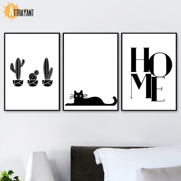 tropical cactus cat home black white wall art canvas painting nordic posters and prints wall pictures for living room home decor
tropical cactus cat home black white wall art canvas painting nordic posters and prints wall pictures for living room home decor