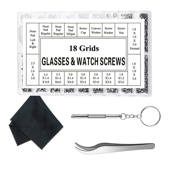eyeglass repair kit sunglass glasses repair kit eyeglasses screws with 12 pairs nose pad screwdriver tweezers glass cleaning clo, Silver
eyeglass repair kit sunglass glasses repair kit eyeglasses screws with 12 pairs nose pad screwdriver tweezers glass cleaning clo, Silver