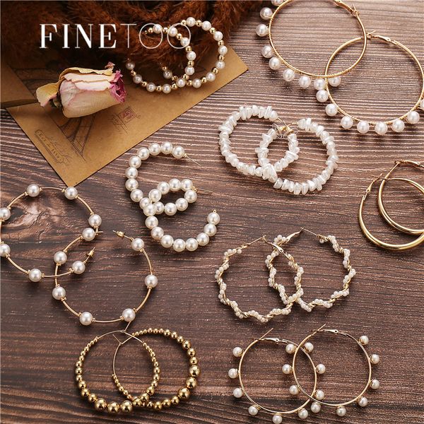 2020 women's simple simple pure gold metal pearl hoop earrings fashion big hoop statement earrings, Golden;silver
2020 women's simple simple pure gold metal pearl hoop earrings fashion big hoop statement earrings, Golden;silver