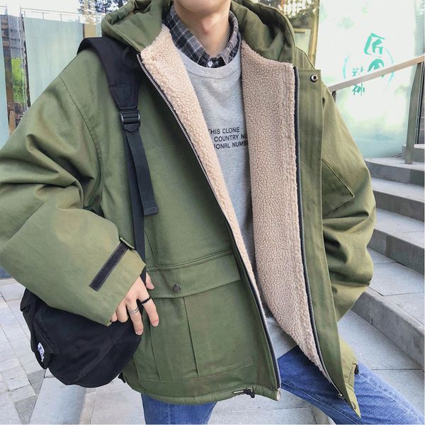men's down & parkas winter jacket warm thick fashion parka solid color casual hooded coat man streetwear wild loose cotton male clothes, Black
men's down & parkas winter jacket warm thick fashion parka solid color casual hooded coat man streetwear wild loose cotton male clothes, Black