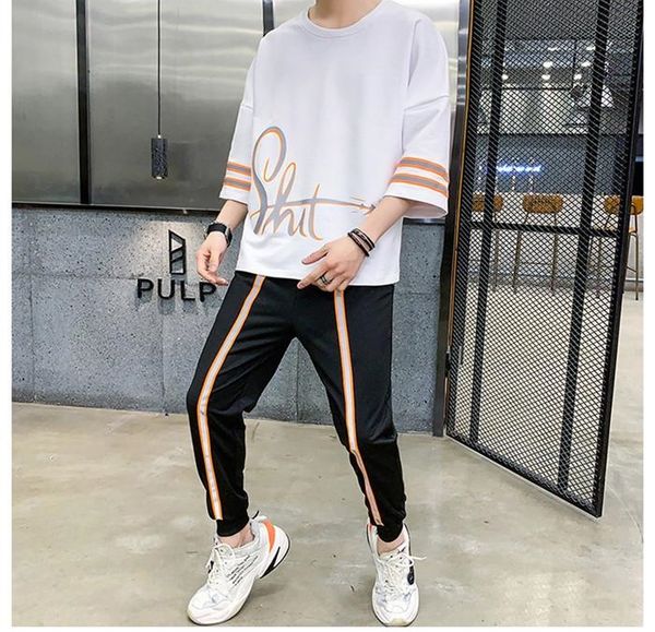 teenagers 2pcs panelled striped tracksuits summer designer letter print street style harem mens suits males fashion casual loose sports set, Gray
teenagers 2pcs panelled striped tracksuits summer designer letter print street style harem mens suits males fashion casual loose sports set, Gray