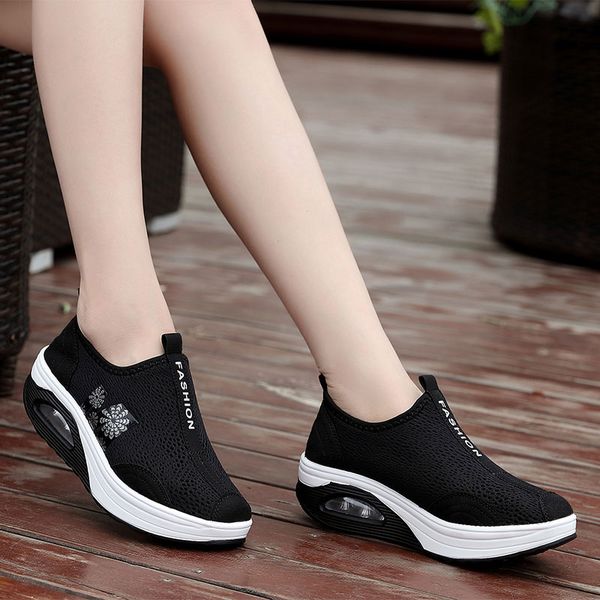 womens flats casual shoes cushion breathable sneakers fashion platform shoes heels walking rocking, Black
womens flats casual shoes cushion breathable sneakers fashion platform shoes heels walking rocking, Black