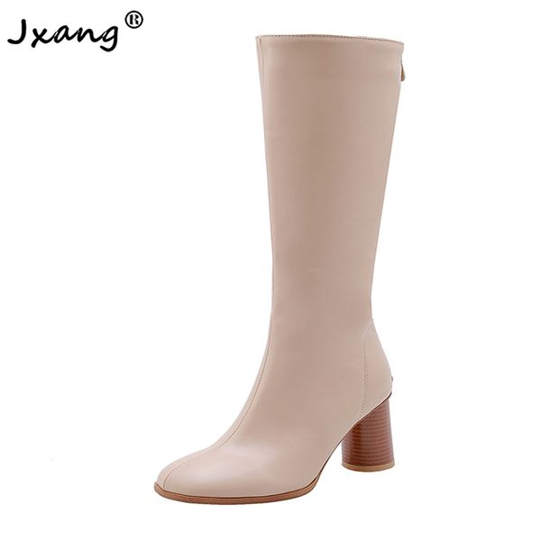 jxang women's autumn and winter zipper square head round heel high-quality pu leather fashion plus velvet warm high boots, Black
jxang women's autumn and winter zipper square head round heel high-quality pu leather fashion plus velvet warm high boots, Black