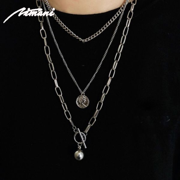 new trendy metal ball coin cross pendant multi-layer punk design long chain necklace for women men jewelry gifts, Silver
new trendy metal ball coin cross pendant multi-layer punk design long chain necklace for women men jewelry gifts, Silver