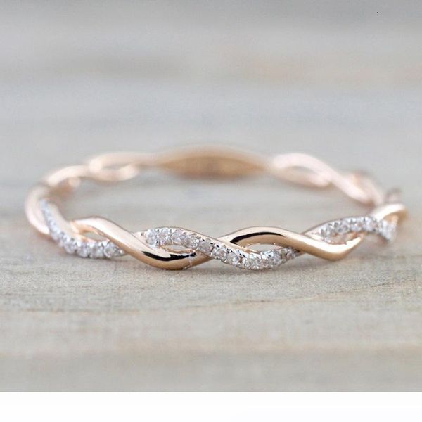 new style round diamond rings for women thin rose gold color twist rope stacking in stainless steel, Silver
new style round diamond rings for women thin rose gold color twist rope stacking in stainless steel, Silver