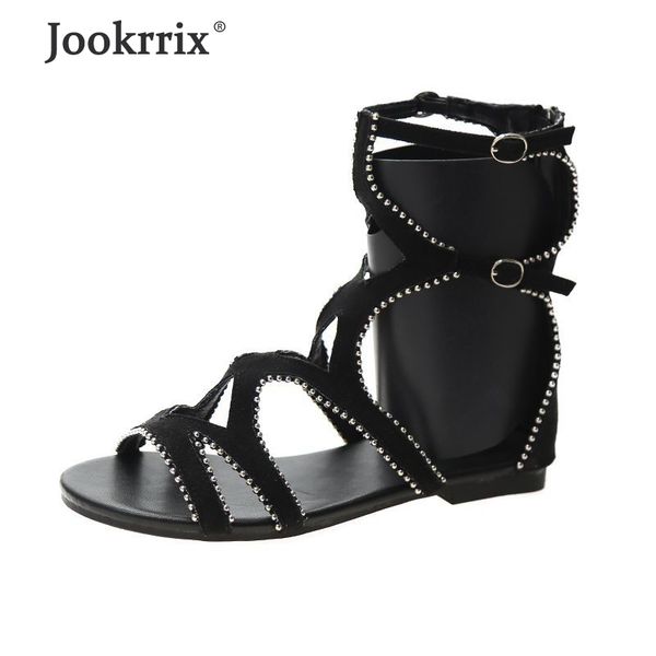 jookrrix 2020 women summer female brand stud sandals for lady fashion comfortable short boots women black flat zs2488
jookrrix 2020 women summer female brand stud sandals for lady fashion comfortable short boots women black flat zs2488