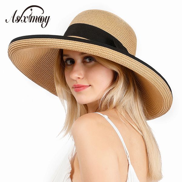 wide brim hats summer straw hat women visor beach sun female fedora foldable chapeau paille big panama caps fashion, Blue;gray
wide brim hats summer straw hat women visor beach sun female fedora foldable chapeau paille big panama caps fashion, Blue;gray