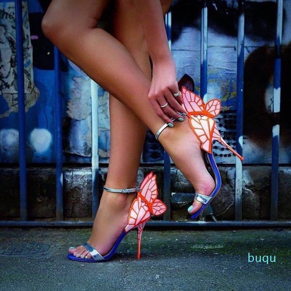 metallic leather butterfly wing sandals metal stiletto heels wedding shoes bride ankle strap patchwork dress shoes, Black
metallic leather butterfly wing sandals metal stiletto heels wedding shoes bride ankle strap patchwork dress shoes, Black