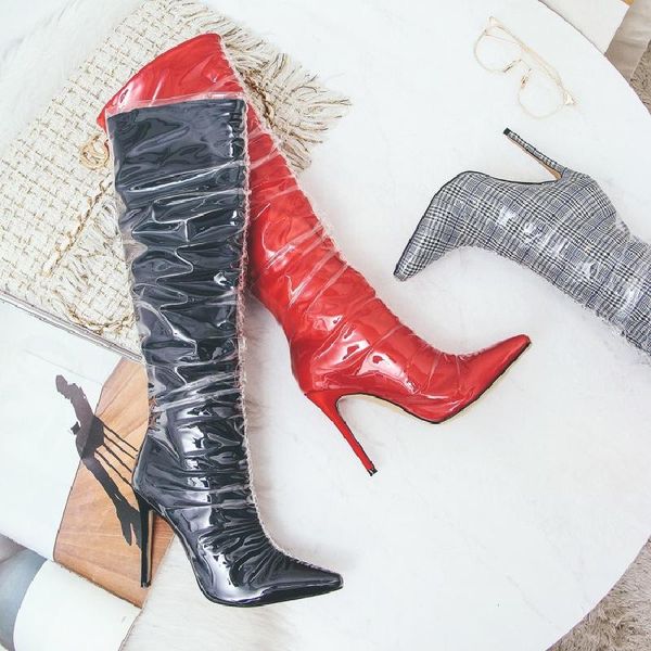 2020 new woman boots high heel fashion pvc designer knee-high pointed toe boots long lady botas shoes euro size 43 zapatos mujer, Black
2020 new woman boots high heel fashion pvc designer knee-high pointed toe boots long lady botas shoes euro size 43 zapatos mujer, Black
