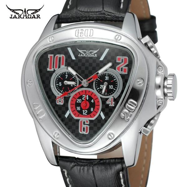 jaragar sport racing design geometric triangle pilot genuine leather men mechanical watch automatic wrist watch, Slivery;brown
jaragar sport racing design geometric triangle pilot genuine leather men mechanical watch automatic wrist watch, Slivery;brown
