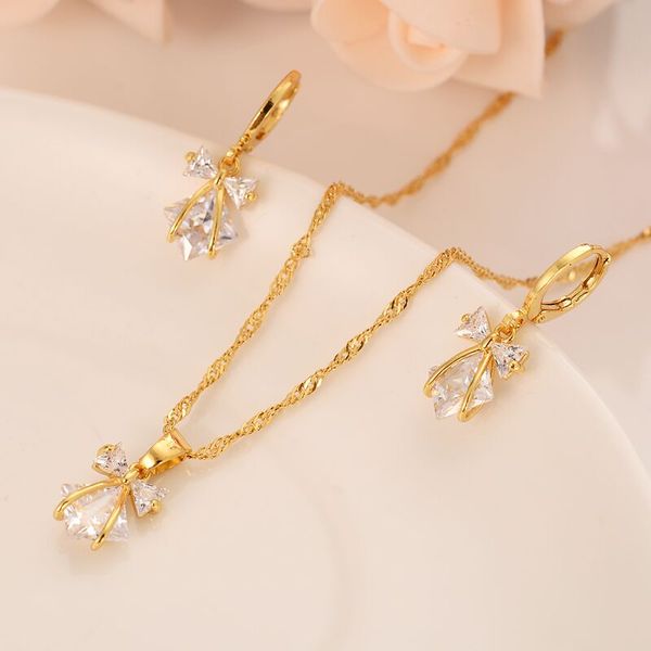 new fashion trendy bowknot white crystal cubic zircon yellow fine gold g/f cz shirt pendant earring necklace jewelry sets, Silver
new fashion trendy bowknot white crystal cubic zircon yellow fine gold g/f cz shirt pendant earring necklace jewelry sets, Silver