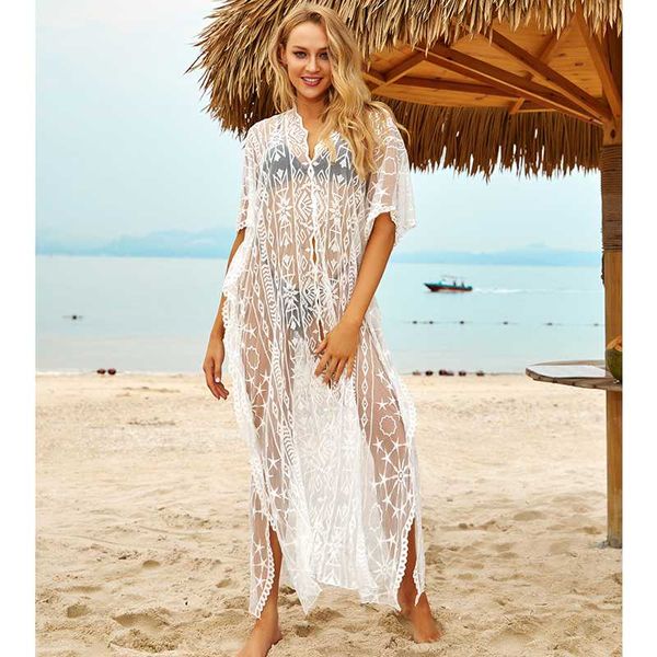 women's swimwear 2021 see through bathing suit cover-ups white lace loose summer beach dress plus size women beachwear swimsuit cover n, White;black
women's swimwear 2021 see through bathing suit cover-ups white lace loose summer beach dress plus size women beachwear swimsuit cover n, White;black