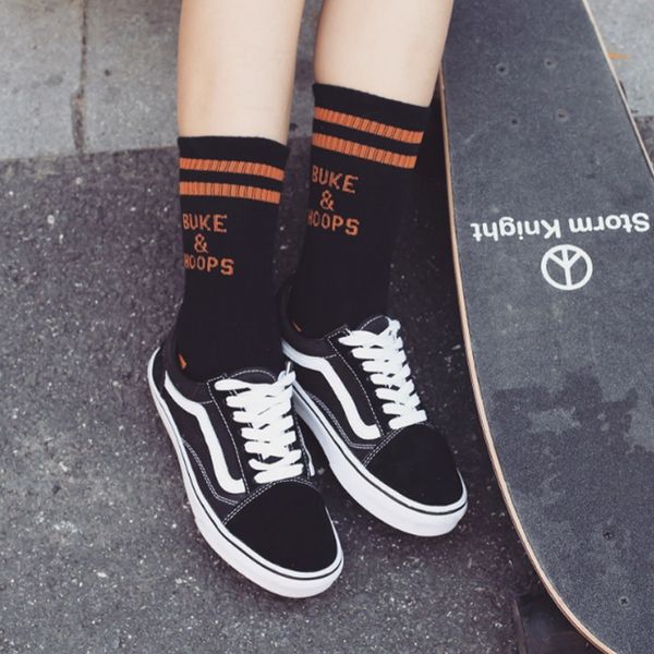 men's and women's and new striped street all-match fashionable socks cotton sweat-absorbing letters couple's mid-length korea, Black
men's and women's and new striped street all-match fashionable socks cotton sweat-absorbing letters couple's mid-length korea, Black