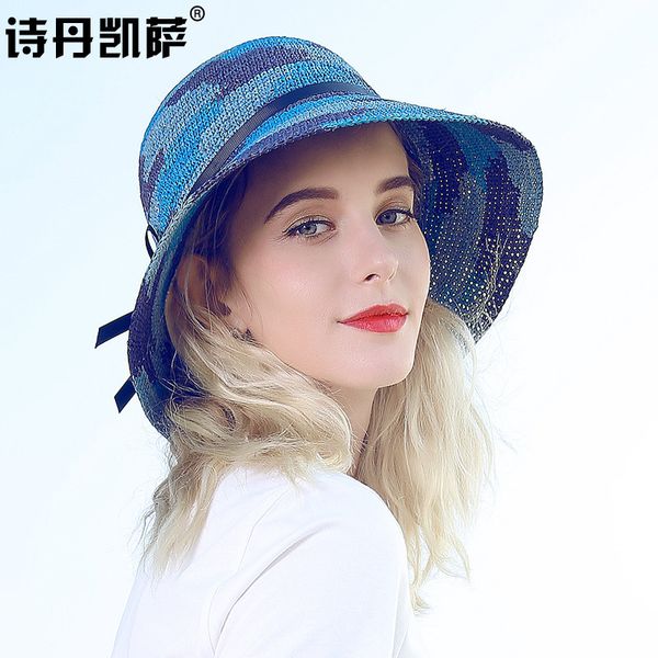 lady straw sun hats wide brim straw caps girls dome cap foldble summer travel hats crochet travel sun visor hat adjust a121, Blue;gray
lady straw sun hats wide brim straw caps girls dome cap foldble summer travel hats crochet travel sun visor hat adjust a121, Blue;gray