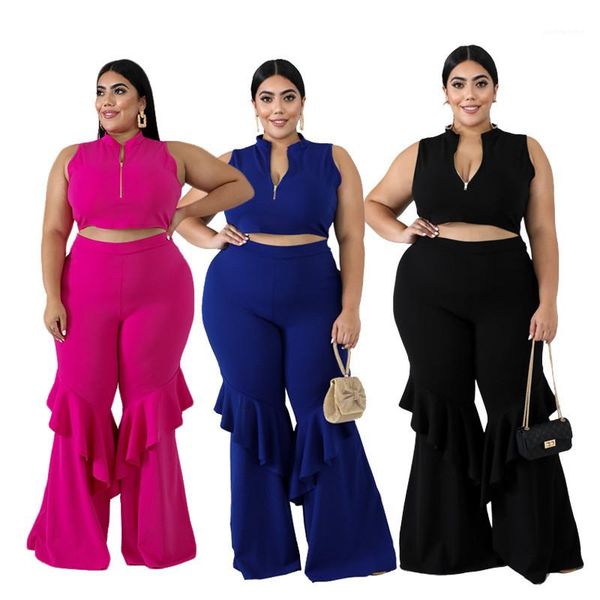 fashion sleeveless crew neck with zipper set slim wide leg pants designer plus size womens two piece pants, White
fashion sleeveless crew neck with zipper set slim wide leg pants designer plus size womens two piece pants, White