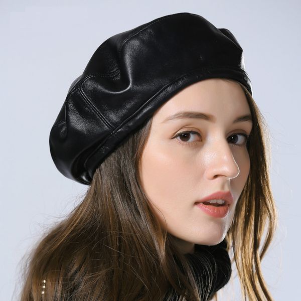 exclusive 2020 winter women simple eengland style genuine leather black beanies hat female beret jazz painter caps 55-58 cm, Blue;gray
exclusive 2020 winter women simple eengland style genuine leather black beanies hat female beret jazz painter caps 55-58 cm, Blue;gray