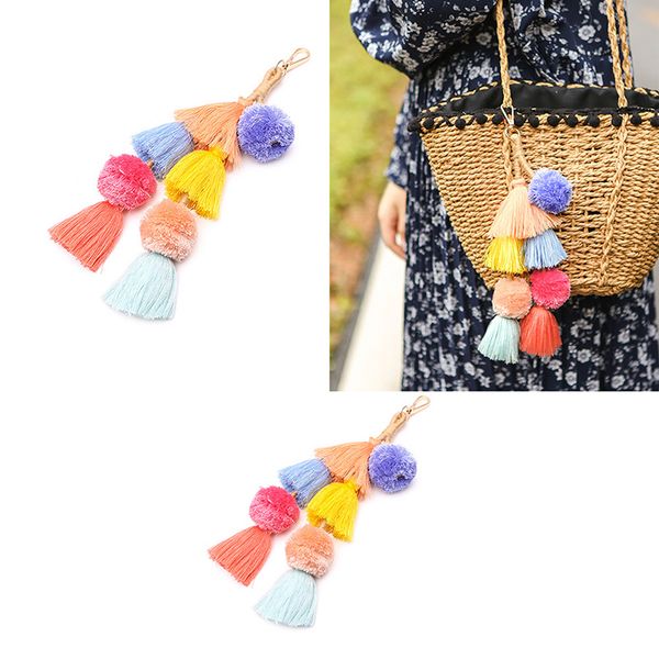 1 pc handmade pom pom colorful 4 layered tassel keychain bag charms gradient colors key holder boho jewelry gift for women, Silver
1 pc handmade pom pom colorful 4 layered tassel keychain bag charms gradient colors key holder boho jewelry gift for women, Silver